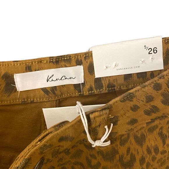 NEW KanCan Adelaide High Rise Super Skinny Jeans Cargo Pockets Leopard Print 26 - Picture 3 of 5